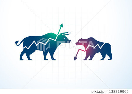 bull vs bear stock market trade chart background 138219963