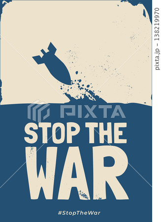 dual tone stop the war poster with falling bomb silhouette dual tone stop the war poster with falling bomb silhouette 138219970