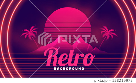 glowing neon retro synth landscape background design glowing neon retro synth landscape background design 138219975