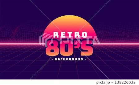 trendy and glowing 80s geometric background with neon effect 138220038