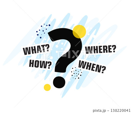 what where when how question mark symbol in modern style 138220041