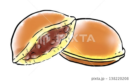 線画イラスト シンプルイラスト つぶあんのどら焼き 線画イラスト シンプルイラスト つぶあんのどら焼き 138220208