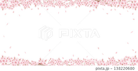 水彩の桜の花びらフレーム 138220680