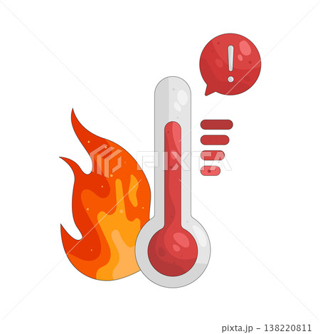 Illustration of hot temperature alert Illustration of hot temperature alert 138220811
