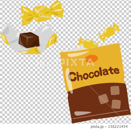 銀紙に包んだキューブチョコレート 銀紙に包んだキューブチョコレート 138221454