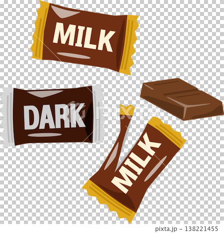 個包装のミルクチョコレートとダークチョコレートのタブレット 個包装のミルクチョコレートとダークチョコレートのタブレット 138221455