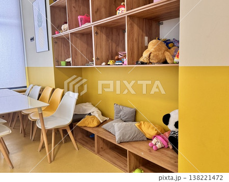 modern children's room in a modern residential complex modern children's room in a modern residential complex 138221472