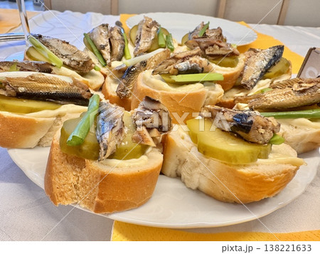 juicy fresh sandwiches with sprats and herbs juicy fresh sandwiches with sprats and herbs 138221633