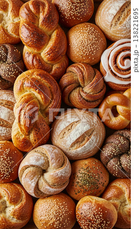 Close up of full artisan bread variety 138221695