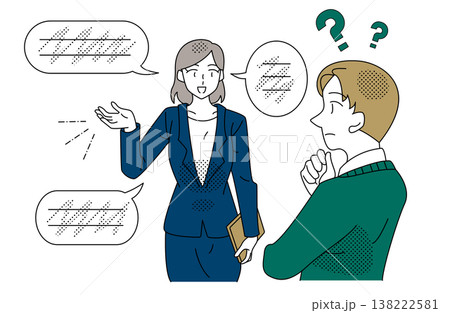 言語の違いで伝わらないビジネスコミュニケーションのイラスト 言語の違いで伝わらないビジネスコミュニケーションのイラスト 138222581