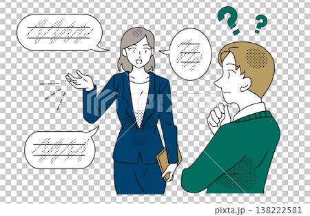 言語の違いで伝わらないビジネスコミュニケーションのイラスト 言語の違いで伝わらないビジネスコミュニケーションのイラスト 138222581
