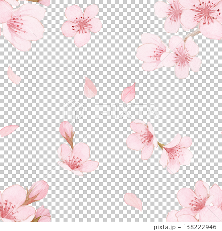 水彩櫻花無縫圖案 水彩櫻花無縫圖案 138222946