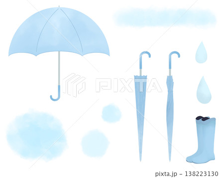 梅雨の雨素材セット 梅雨の雨素材セット 138223130