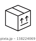 Black outline shipping box icon with upward arrows representing package delivery cargo and logistics handling concept 138224069