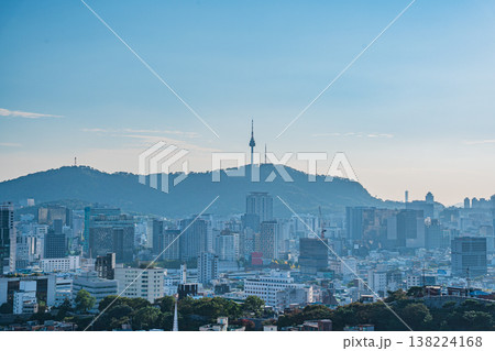 Seoul, South Kora - Oct. 25, 2025 : N Seoul Tower and City Skyline under Clear Blue Sky in Seoul, South Korea Seoul, South Kora - Oct. 25, 2025 : N Seoul Tower and City Skyline under Clear Blue Sky in Seoul, South Korea 138224168