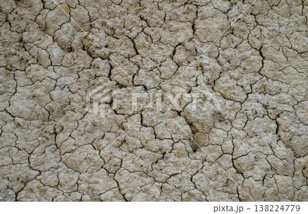 Cracked earth reveals the effects of drought a dry landscape during a sunny day Cracked earth reveals the effects of drought a dry landscape during a sunny day 138224779