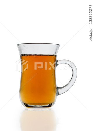 Transparent Glass Cup of Tea Isolated on White Background Transparent Glass Cup of Tea Isolated on White Background 138225277