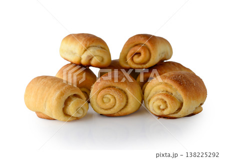 Several Cinnamon Buns Isolated on White Background 138225292