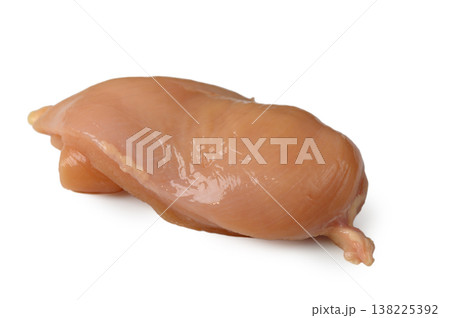 Raw Boneless Skinless Chicken Breast Fillet on White Background, Top View. Raw Boneless Skinless Chicken Breast Fillet on White Background, Top View. 138225392