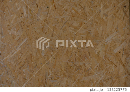OSB Board Texture with Wood Shaving Pattern 138225776