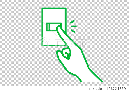 A simple, single-color illustration of a hand pressing a wall switch. A simple, single-color illustration of a hand pressing a wall switch. 138225829