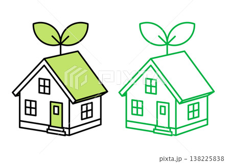 屋根に双葉が乗ったエコ住宅のかわいいシンプル線画ベクターイラスト 屋根に双葉が乗ったエコ住宅のかわいいシンプル線画ベクターイラスト 138225838
