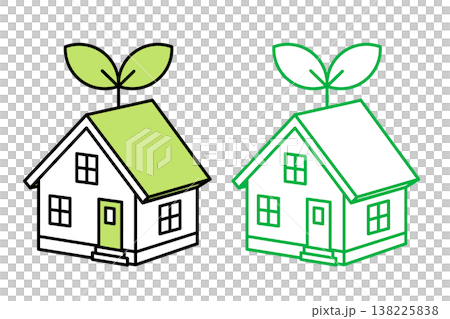 屋根に双葉が乗ったエコ住宅のかわいいシンプル線画ベクターイラスト 屋根に双葉が乗ったエコ住宅のかわいいシンプル線画ベクターイラスト 138225838