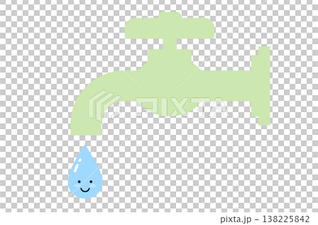 Cute character of water droplets falling from a faucet Cute character of water droplets falling from a faucet 138225842