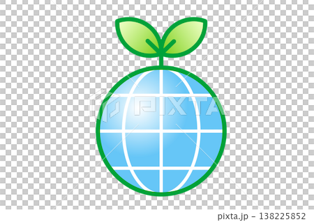 A simple line drawing vector illustration representing ecology and the environment: a sprout on Earth. A simple line drawing vector illustration representing ecology and the environment: a sprout on Earth. 138225852