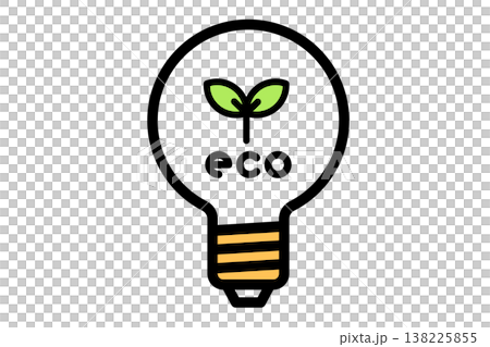 A leaf inside a light bulb: A simple line drawing illustration representing ecology and sustainability. 138225855