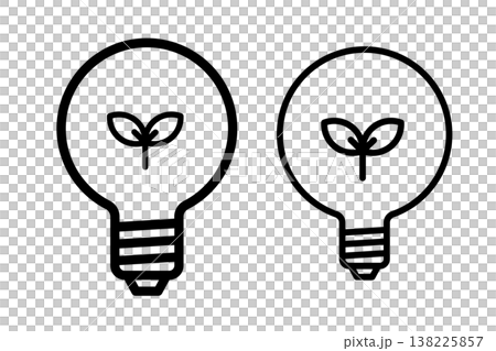 A leaf inside a light bulb: A simple line drawing illustration representing ecology and sustainability. A leaf inside a light bulb: A simple line drawing illustration representing ecology and sustainability. 138225857