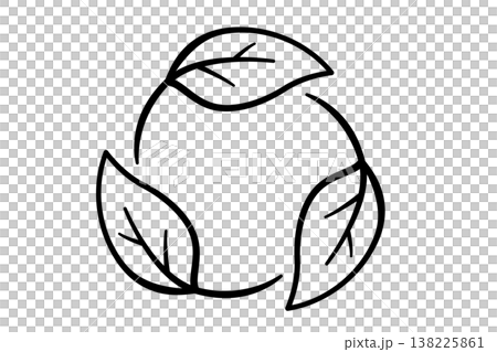 3枚の葉で円を描く黒一色のエコシンボル シンプル線画ベクターイラスト 3枚の葉で円を描く黒一色のエコシンボル シンプル線画ベクターイラスト 138225861
