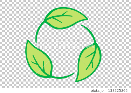 Eco-symbol: A simple line drawing vector illustration of three leaves forming a circle. Eco-symbol: A simple line drawing vector illustration of three leaves forming a circle. 138225863