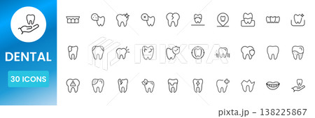 Professional dentistry and oral care icon pack featuring tooth treatment, orthodontics and clinic service symbols vector illustration 138225867