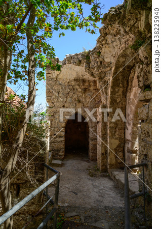 Fragment of Castle Wall with Arched Entrances, St. Hilarion, Northern Cyprus 138225940