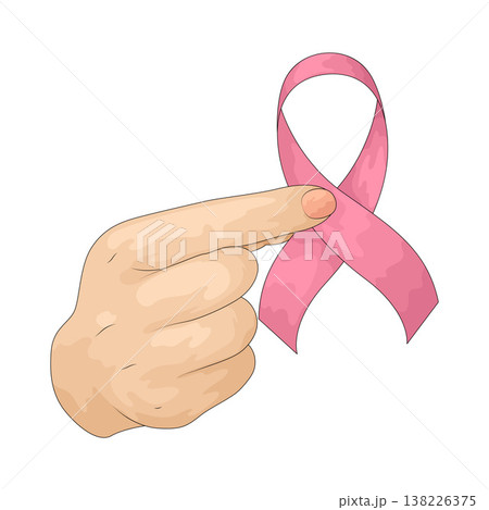 Illustration of Hands with Pink Ribbon Illustration of Hands with Pink Ribbon 138226375
