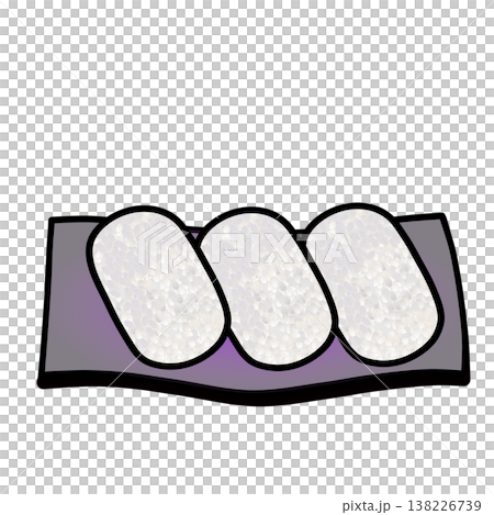 Illustration of rice balls on a plate 138226739