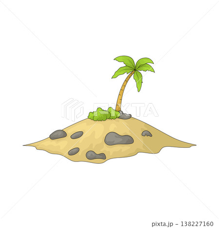 Illustration of Palm tree on island 138227160