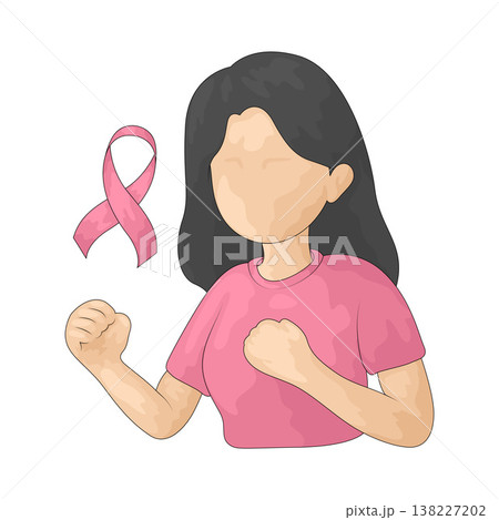 Illustration of Woman Beating Breast Cancer Illustration of Woman Beating Breast Cancer 138227202