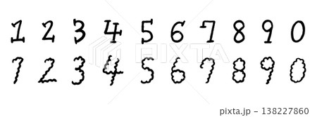 シンプルな手書き数字の素材 シンプルな手書き数字の素材 138227860