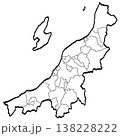 新潟県地図・市町村区分のイラスト （筆タッチ） シンプル 138228222