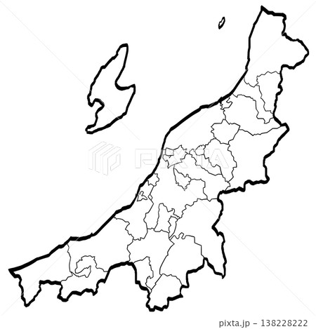 新潟県地図・市町村区分のイラスト （筆タッチ） シンプル 138228222