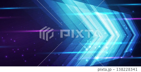 Futuristic arrow light technology background with glowing digital grid. Futuristic arrow light technology background with glowing digital grid. 138228341
