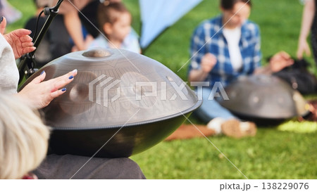 Handpan musician performing during India Day in Moscow festival Handpan musician performing during India Day in Moscow festival 138229076