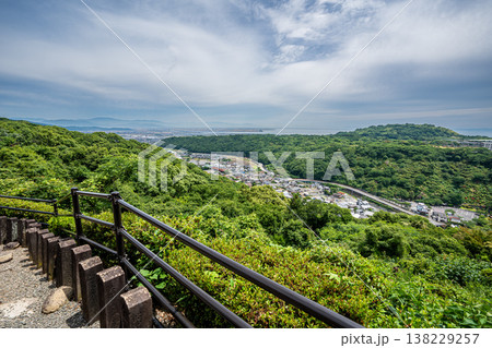 Landscape view of Kashima town from top of Yutoku Inari Shrine, Kashima, Saga, Kyushu 138229257