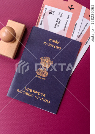 Indian passport, a document for travel, leisure, and work. Passport of India 138229363