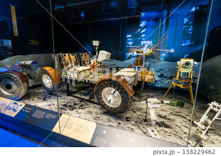WASHINGTON, D.C. - April 10, 2023 :  Moon exploration spacecraft and tool exhibits in  in the Lunar exploration exhibited at the Smithsonian National Air and Space Museum. 138229462