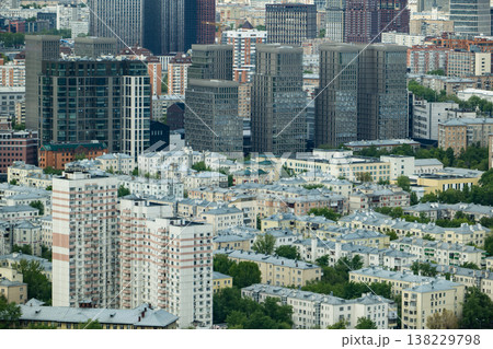 Urban cityscape displaying modern high-rise apartments and residential buildings in Moscow Urban cityscape displaying modern high-rise apartments and residential buildings in Moscow 138229798