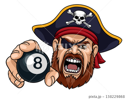 Pirate Billiards Pool 8 Black Ball Sports Mascot Pirate Billiards Pool 8 Black Ball Sports Mascot 138229868