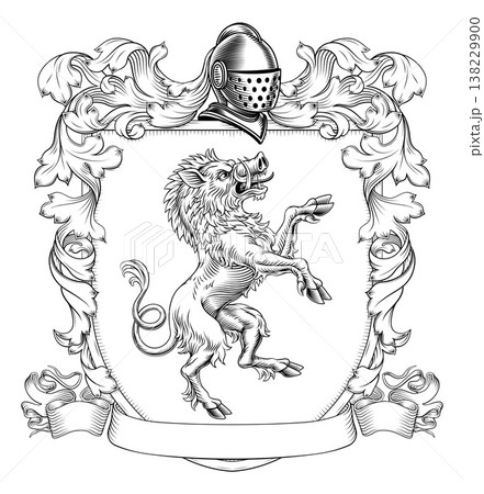 Boar Coat of Arms Family Crest Heraldic Shield Boar Coat of Arms Family Crest Heraldic Shield 138229900